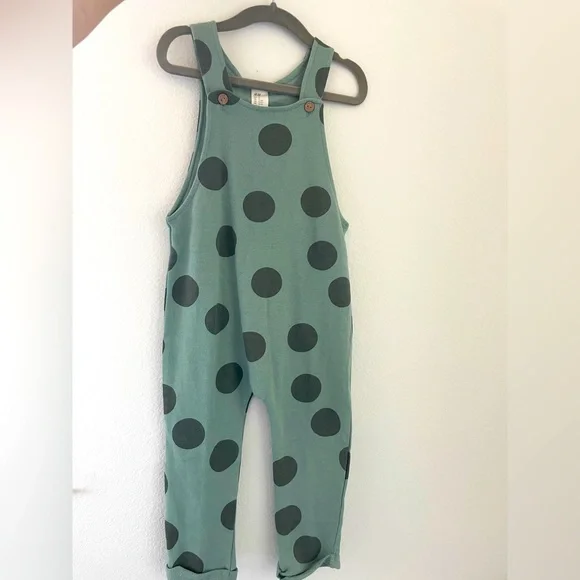 NWT H&M Kids Teal Overalls with Black Dots 2T - Picture 3 of 6